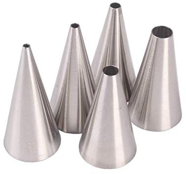 DUORUI 5 boquillas de glaseado para decoración de tartas, pasteles, pasteles, fondant, de acero inoxidable, forma de apertura redonda