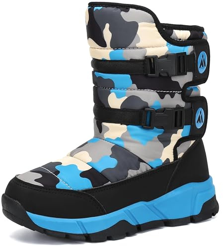 Mishansha Stivali da Neve Bambini Doposci Invernali Caldi Nero Blu 30