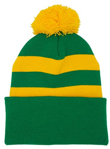 Man United Supporters Newton Heath Style Green and Gold Traditional Bobble Hat