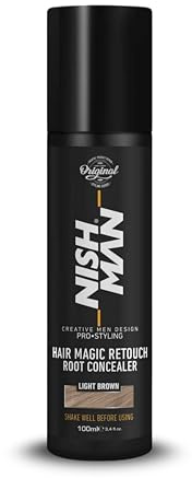 NISHMAN Magic Retouch Ansatz-Korrektor - Hellbraun 100ml - Sofortige Grauabdeckung & Farbauffrischung für den Haaransatz – Schnell trocknendes, Langanhaltendes Haarspray für einen Natürlichen Look
