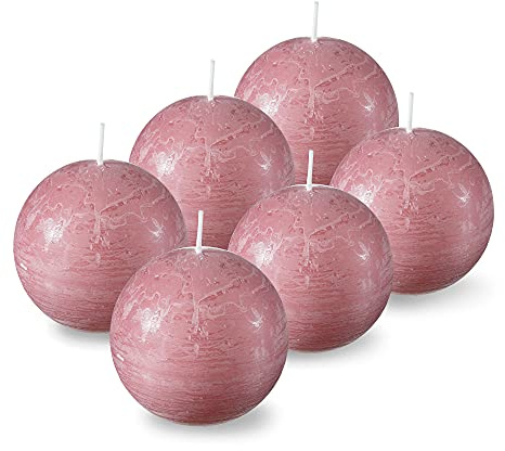 SPAAS Rose Blush Round Candles - 3 Inch Rustic Ball for Wedding Decoration, Celebrations, Holidays, and Home Decor - Set of 6 Paraffin Sphere Candles