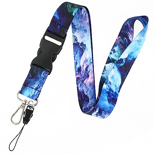 Molain Cordon pour badge avec boucle à dégagement rapide, cordon de style ciel étoilé avec fermoir mousqueton pivotant, cordon robuste pour les clés, cordon mobile pour enseignants (ciel étoilé)