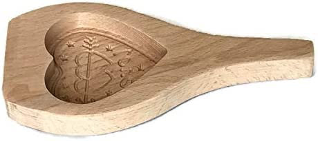 Love Shape Wood Mold Cookie, Cake & Pastry Maamoul Mooncake Moon Cake Mould Press Heart & Arrow Drawing for Valentines Day Gift 3 Diameter & 0.5 Depth