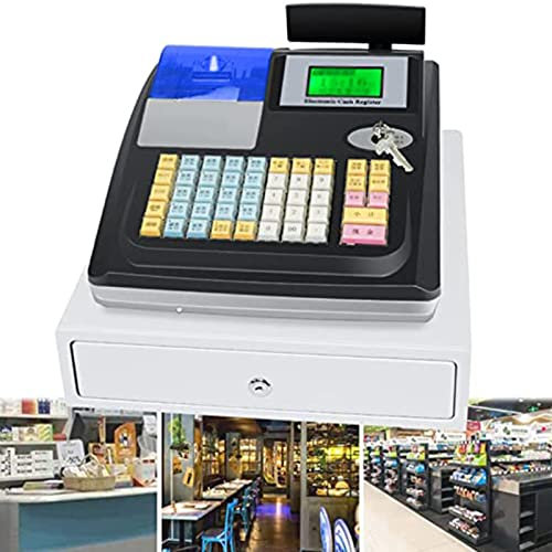 BEZAX Elektronische Registrierkasse Mit Belegdrucker, 48 Tasten, Erhöhte Tastatur, 8 Digitale Led-registrierkasse, Für Supermarkt Und Einzelhändler,Black