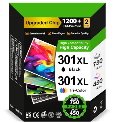 301XL Druckerpatronen Multipack Kompatibel für HP 301 Druckerpatronen Original, 301 XL Schwarz/Farbig(750/450+ Seiten) für DeskJet 2540 2544 2549 1510 Envy 4500 4504 5530 5534 OfficeJet 2620 2622 4630