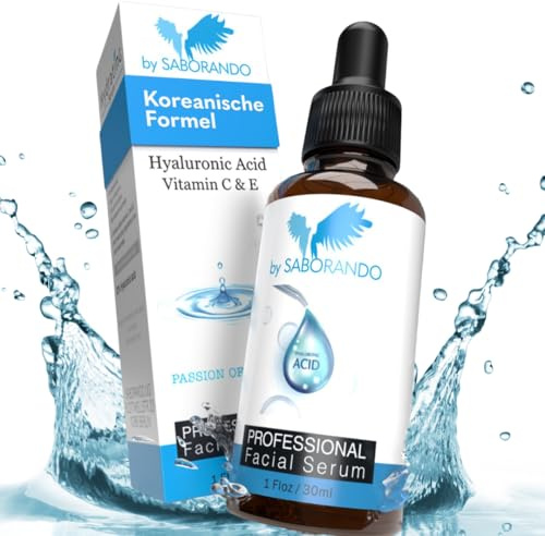 Korean Skincare Hyaluron-Kollagen Serum booster,3 Fach-hochdosiert | + Vitamin C + Vitamin E Serum | Gesichtspflege Wirksam gegen trockene Haut & Falten 30ml, Anti Aging by Saborando