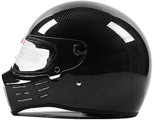ZLYJ Vintage Motorrad Integralhelm, Carbonfaser Motocross Helm, Motorrad Roller Retro Classic Crash Racing Rallye Touring Helm Mit ECE Zulassung A,X-Large