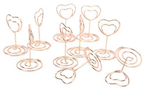 Tischnummernständer, Goldene Tischnummernhalter Für Hochzeiten, Tischkartenhalter, 20 Stück Tischnummernhalter in Herzform, Stabil, aus Stabilem Metall, Weit Verbreiteter Tischkartenhalter(Roségold)