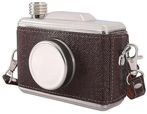 Vintage Whiskey Liquor Flask Caméra Flacon 11 Oz Portable Carré En Acier Inoxydable Hip Flacon pour Camping En Plein Air Escalade Randonnée Pique-Nique Fête