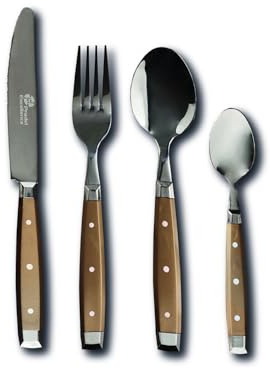 Pradel Excellence - Ménagère Quito, 24 Couverts - 6 Couteaux de Table + 6 Fourchettes + 6 Cuillères à Soupe + 6 Cuillères à Café - Lames Acier Inoxydable - Boîte Couleur - Bronze
