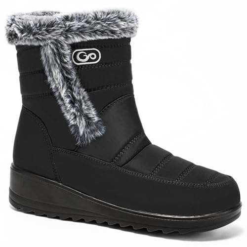 HARENCE Womens Winter Boots Comfort Snow Warm Fur Lined Outdoor Waterproof