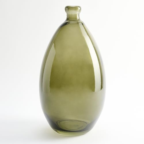 Vase aus recyceltem Glas mit unregelmäßigem, schlichtem Design - Handgemachte Glasvase im mediterranen Stil Heimdekoration (Olivgrün)