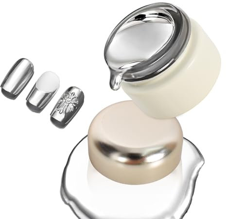 Metallic Painting Gel, Holographic Nail Polish, Reflective Mirror Metal for Nails Art, Silver Painted Gel Nail Polish, 3D Metal Mirror Effect Premium Salon Nail Glitter Manicure Pigments, 8g