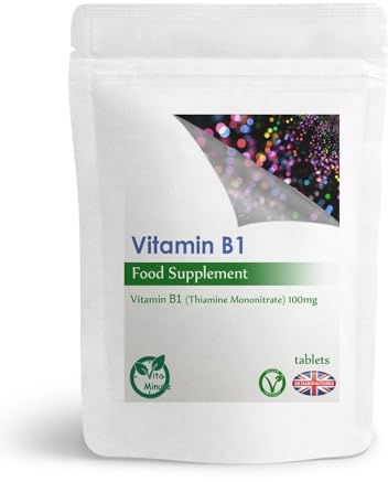 Vitamin B1 Thiamine 100mg Tablets | Heart, Immune and Psychological Function & Energy Release (Pack of 180)