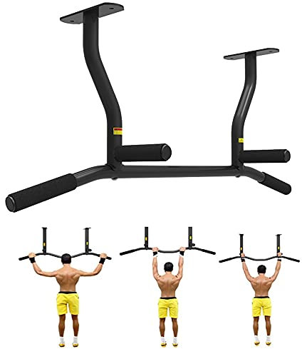 An der Wand montierte Klimmzugstange für den Außenbereich, robuste Klimmzugstange zur Wandmontage mit Mehrfachgriff, Fitness-Bar-Dip-Station – unterstützt maximal bis zu 440 lbs/A