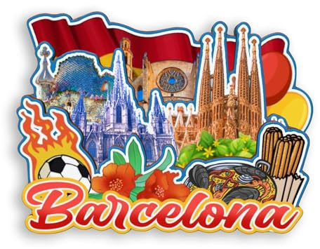 Quwsne Kühlschrankmagnet, Barcelona, Spanien, Kühlschrankmagnet, Stadt, Reise, Souvenirs, Touristengeschenke, 3D-Klassische Sehenswürdigkeiten, Handarbeit, Heimdekoration, 1378