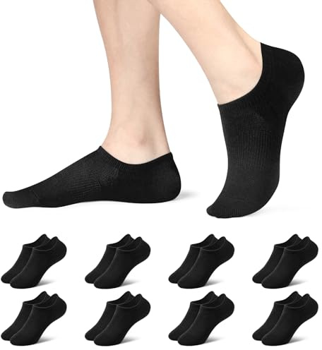 fitfets sneakers strumpor dam strumpor 8 par osynliga sneakers strumpor svart vit grå 35–50, 8 x svart, 35-38 EU