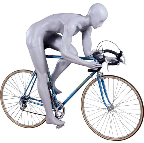 Penther Damen-Schaufensterpuppe Rennrad-Fahrerin, Ankleidepuppe für Radsport- und Fitnessbekleidung, Schaufensterfigur aus grauem Kunststoff, athletische Damenpuppe für Sportgeschäfte