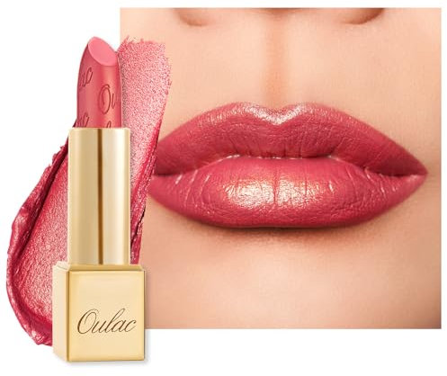 OULAC Lippenstift Metallic Glanz Finish, Fuchsie Glitzer Lippenstift mit Lang Anhaltendem 3D-Glanz, Intensive Farbe, Cremige und Feuchthaltende Formel, Vegan, 4.3g, (25) Viva La Vida