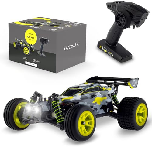 Overmax X-Pace Remote Control Car RC with 2 Batteries High Speed up to 45km/h Range up to 100 meters 4x4 traction 30 minutes without charging Spring suspension Solid construction USB charging cabel