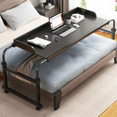 GLHKFBD Scrivania portatile con carrello, ruote, larghezza regolabile 114-210 cm, altezza tavolo medico 65-95 cm, tavolo a croce per laptop