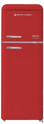 PYRAMIDEA Réfrigérateur Vintage Coloré Rouge Double Porte Ventilé 240 L Bruts (206 L Nets) MAMBO2402R
