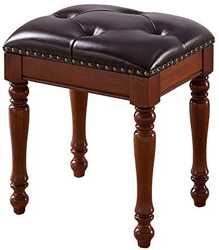 GZSLKSCD Klavierhocker aus Leder, Klaviersitz, Klavierhocker mit Kissen, Schminkhocker, Frisierhocker, Vintage-Klavierhocker aus Holz (braun)