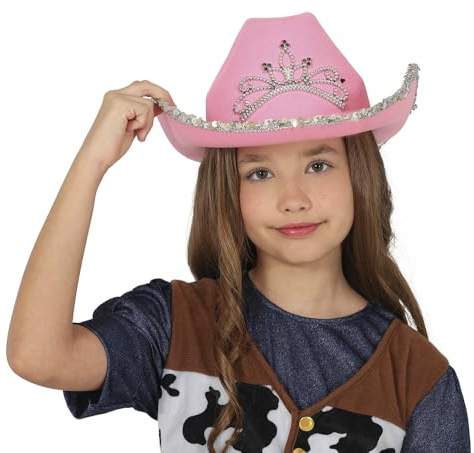 FIESTAS GUIRCA | Rosa Cowboyhut aus Filz (Kindergröße) – Im Stil des Wilden Westens – Kostümzubehör für Mädchen – Perfekt für Cowboy-Partys, Karneval und Halloween – Rosa