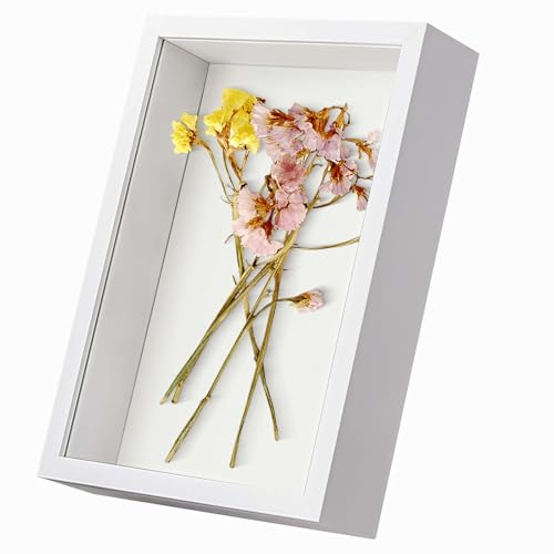 Marco de Fotos Blanco432 Marcos de Fotos - Cajas de Sombra Profundas de 25,4 x 20,3 cm con Soporte para Llenar Objetos Caja de Exhibición para Colgar en la Pared o Escritorio (Profundidad 3 cm)