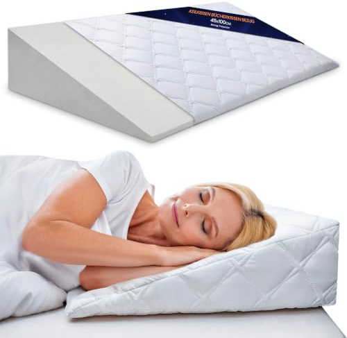 Bezug für Keilkissen Bett und Sofa Rückenkissen Kopfteil - 45 x 100 cm Überzug für Reflux Kissen Erwachsene Matratzenkeil Wedge Reading Pillow Baby Bettkeil und Lesekissen Zertifikat Oeko-Tex