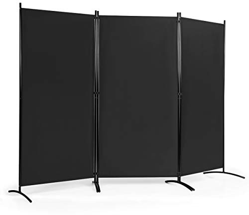 Fantas 260 x 183 cm rumsavdelare, paravent 4 delar, vikbar, skiljevägg väggskärm av metall och polyester