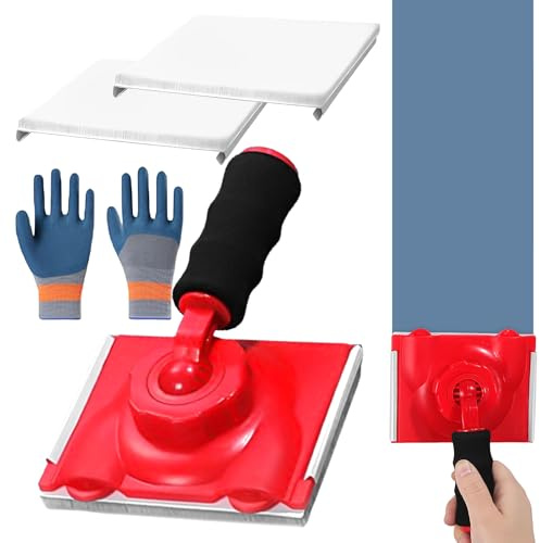 Eckwalze – Ergonomische Farbe für Zierleisten mit verstellbarem Griff, inklusive austauschbarem Kissen, Handschuhe und Zubehör für die Renovierung von Schränken