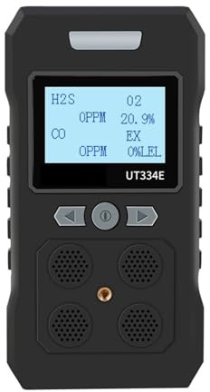 Détecteur de gaz, Détecteur de Fuite de gaz UT334E UT334F UT334G Moniteur de qualité de l'air Portable 4 en 1 Détecteur de monoxyde de Carbone Testeur de gaz H2S O2 EX,pour la Maison et Les Camping-c