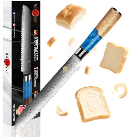 KAZUSHI Brotmesser 20cm, Japanischem VG-10-Stahl Ergonomischer Griff
