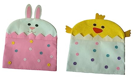 Gatuida 2 Stück Ostern Stuhlhussen Elastische Stuhlüberzüge für Esszimmerstühle Abnehmbar und Waschbar Langlebig und Praktisch für Festliche Dekoration