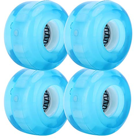 Generic Skateboardhjul, 4st 52 Mm Hög Elastisk Pu Blinkande Hjul Antiskid No Buller Skate Brädhjul Longboard Hjul för Professionell (Blå)