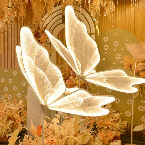Lot de 2 lampadaires de mariage en forme de papillon, lampes LED créatives sur pied, accessoires de décoration à suspendre au plafond pour fête