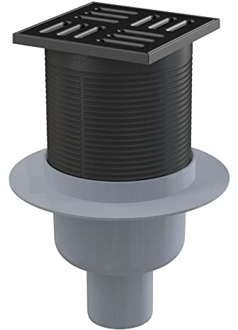alcadrain APV Bodenablauf Kombi Siphon schwarze Edelstahl Abdeckung | Duschablauf Bad Küche Sauna, Anschluß:senkrecht
