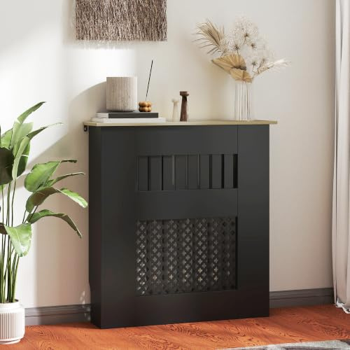 HOMCOM Cubre Radiadores Cubreradiador Diseño Moderno 78x19x81 cm Negro