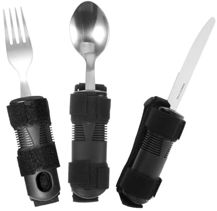 HAMPPLIES Ustensiles De Cuisine Adaptatifs Ustensiles Auto-Alimentés Couverts Pour Personnes Handicapées Argenterie Pour Personnes Handicapées Argenterie Facile À Prendre En Main