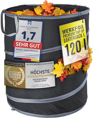 WERKFOX® Gartenabfallsack Pop Up 120L, stabiler Laubsack selbststehend