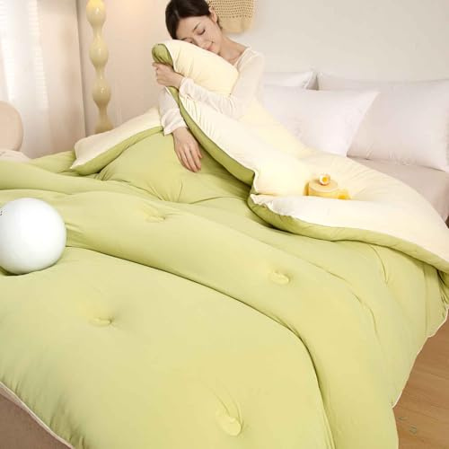 YWQJL Trapunta Invernale in Fibra di Soia, Piumone Invernale Spesso, Coperta Molto Calda E Super Morbida per 2 Persone, Trapunta in Microfibra, Piumone Trapuntato Reversibile(A,150 * 200cm/3.75kg)