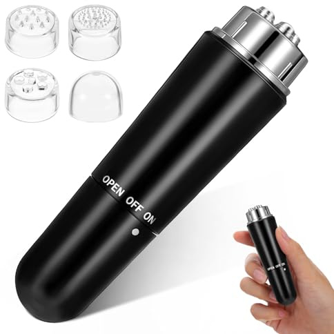 SKISUNO Massaggiatore Viso e Collo Elettrico 4 in 1 Rullo di Metallo Mini, Dispositivo Galvanico per Massaggio Occhi e Tonificazione Pelle, Strumento Compatto per Uso Domestico Quotidiano