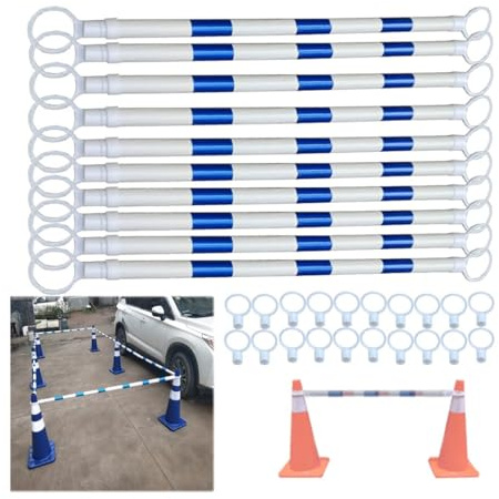 Varilla de unión para conos de seguridad, Paquete de 10 conos tráfico retráctiles multicolores 1,2 a m(Blue and White)