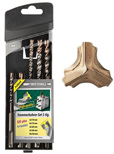 Twist Drill Punte Per Trapano demolitore SDS Plus, Punte Trapano Cemento, Set di 5 pezzi 3 fori di Schneider fino a 1500