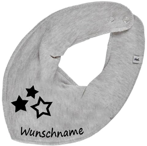 HALSTUCH mit Namen oder Text personalisiert für Baby oder Kind aus Baumwolle in Einheitsgröße 3 Sterne