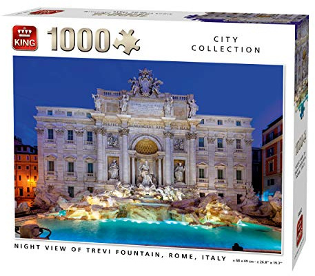 Rompecabezas de 1000 Piezas con Vista Nocturna de la Fontana di Trevi Roma