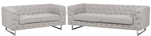 Beliani Modernes Sofa Set 2er Sofa 3er Sofa Polsterbezug Chesterfield Stil beige Vissland
