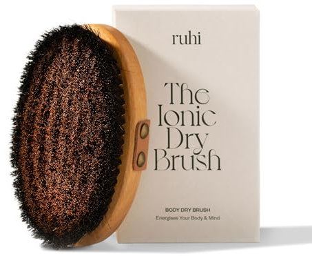 ruhi® Klosterbürste/Ionic Body Dry Brush/Energiebürste/Kupferbürste/Ionenbürste zur Trockenbürsten Massage 100% Naturborsten/gefertigt in Deutschland/regionales Buchenholz/gegen Cellulite