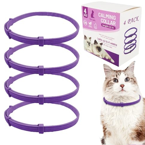Niktule Cat Calming Collar, Justerbart Lugnande Halsband För Katt Och Hund Med Feromoner, Effektivt Stressreducerande Halsband, Vattentätt, Storlek 24,5 Tommar, Katthalsband (4 Stycken)